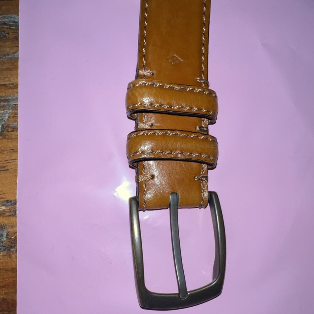 Joseph Abboud Brown Genuine Leather Italian Men's Dress Belt 44 Adjustable D1